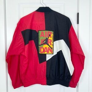 VTG 90s Air Jordan Hare 7 Full Zip Nylon Windbreaker Jacket Red Youth Boys Large